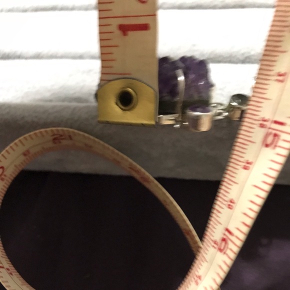 New Sterling Silver Large Purple Amethyst Druzy Pendant Green Accent Crystal Gem - Picture 11 of 14